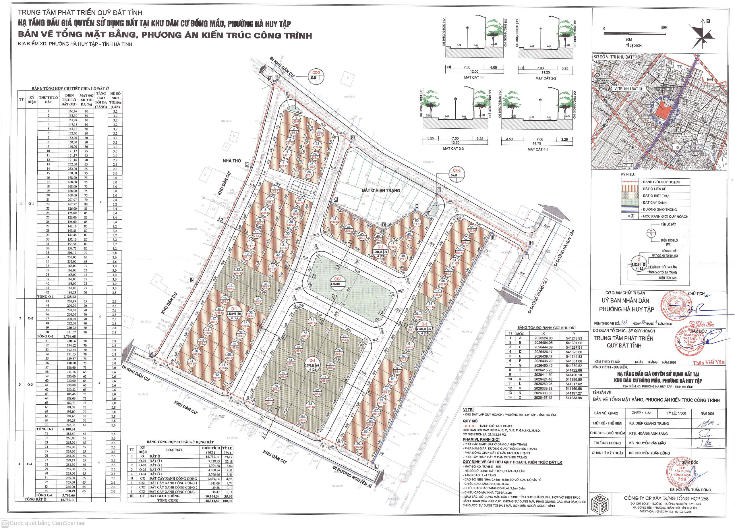 Quy hoạch tổng mặt bằng Hạ tầng đấu giá quyền sử dụng đất tại khu dân cư Đồng Mầu, phường Hà Huy Tập, tỷ lệ 1/500 tại phường Hà Huy Tập, tỉnh Hà Tĩnh
