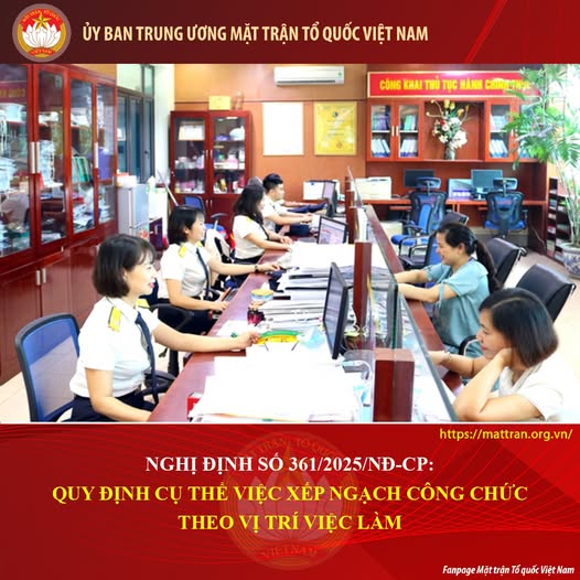 Nghị định số 361/2025/NĐ-CP của Chính phủ quy định chi tiết về nguyên tắc, trình tự, thủ tục xây dựng, thẩm quyền phê duyệt vị trí việc làm công chức