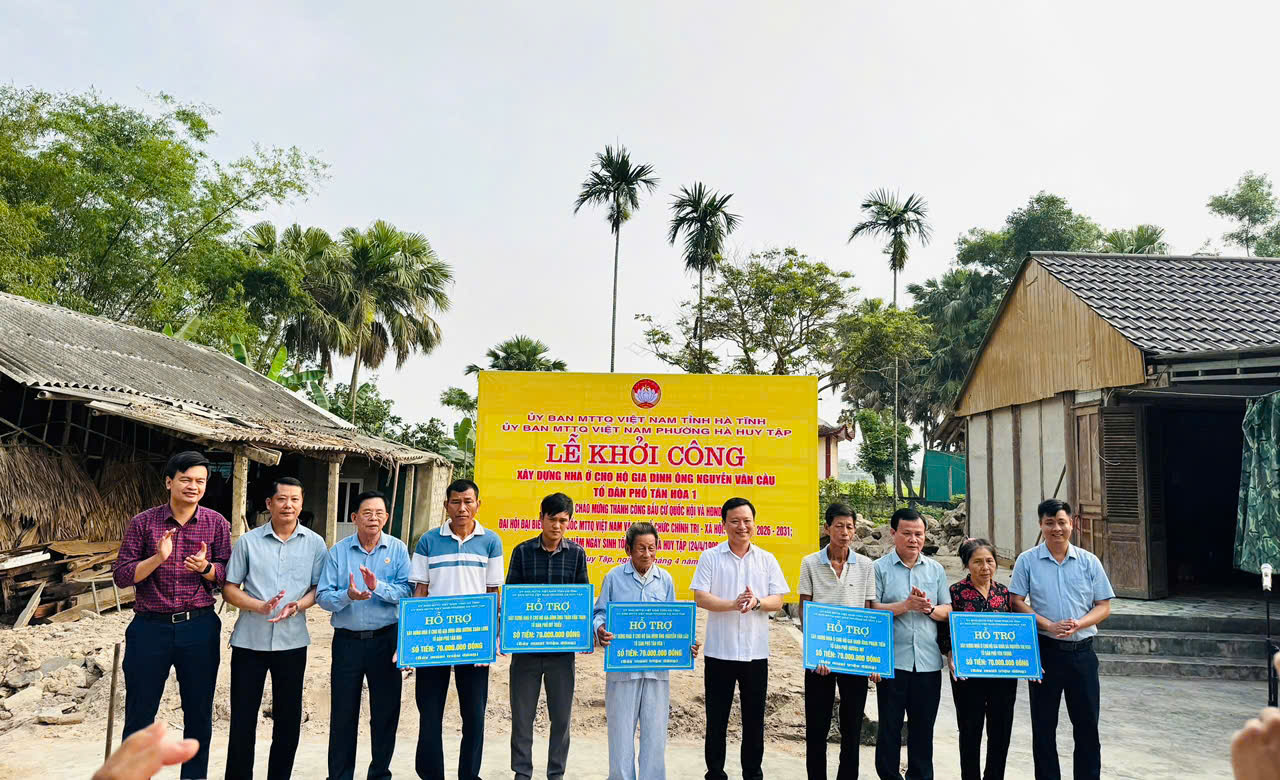 KHỞI CÔNG XÂY DỰNG NHÀ Ở CHO HỘ GIA ĐÌNH KHÓ KHĂN TẠI PHƯỜNG HÀ HUY TẬP