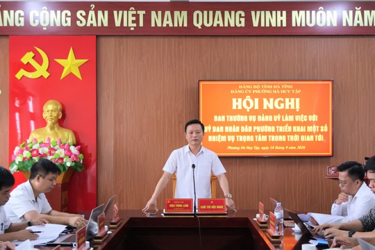 Ban thường vụ Đảng ủy phường Hà Huy Tập làm việc với UBND phường triển khai nhiệm vụ, quyết tâm hoàn thành các mục tiêu cuối năm 2026 